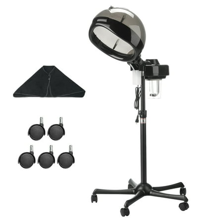 KFFKFF Hair Steamer with Two Functionalities, Hood Size of 11.81 inches, Stand with Variable Height & Timing Feature, 5-Wheel Base (2 Can Be Locked) for Improved Hair Treatment in Home