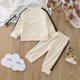 thumbnail image 5 of Gibobby Conjunto de Sudadera y Pantalón Conjunto de ropa deportiva informal de dos piezas para niños pequeños, de manga larga, con retazos de de animados(Blanco,6-9 Months ), 5 of 5