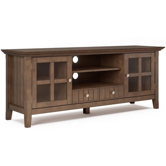Trent Home Wood 60" Transitional TV Media Stand in Rustic Natural Brown