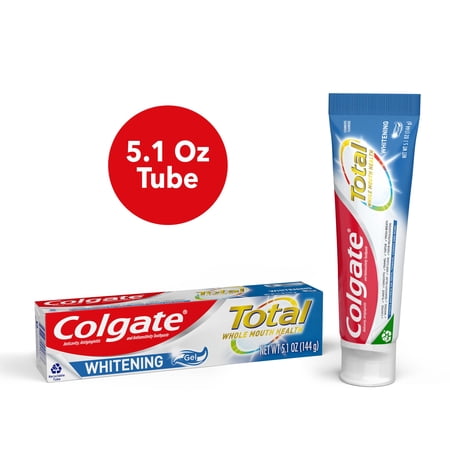 Colgate Total Teeth Whitening Toothpaste Gel, Mint Toothpaste, 5.1 Oz Tube