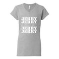 thumbnail image 2 of Wild Bobby Jerry Springer 90's TV Talk Show Host Jerry Jerry Chant Famous People Women’s Standard V-Neck Tee, Heather Grey, Large, 2 of 6