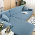 thumbnail image 3 of Eurhowing Sectional Couch Covers L-Shaped Sofa Covers, Velvet Super Stretch 2Pcs Sofa Slipcovers for 3 + 3 Seaters, Softness Corner Couch Cover, Gray Blue, 3 of 11