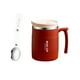 thumbnail image 3 of Taza de café con asa, portátil, con tapa y cuchara, de acero inoxidable de doble capa, ideal para oficina, de viaje, Mark Cup., 3 of 9