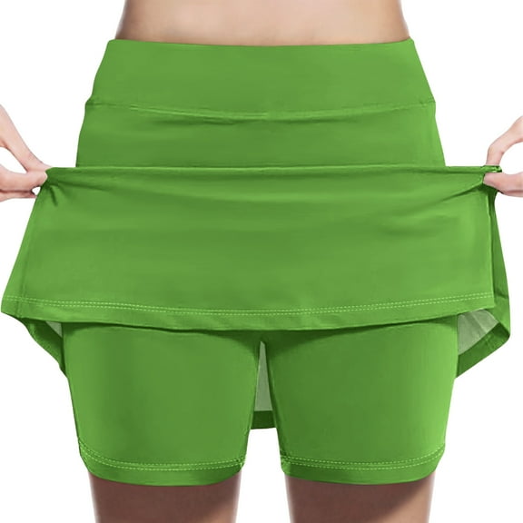 ZACPNCV Girl's Skorts Tummy Control Skorts Dressy Casual High Waist Athletic Shorts Skirts Olive Green 5-6 Years