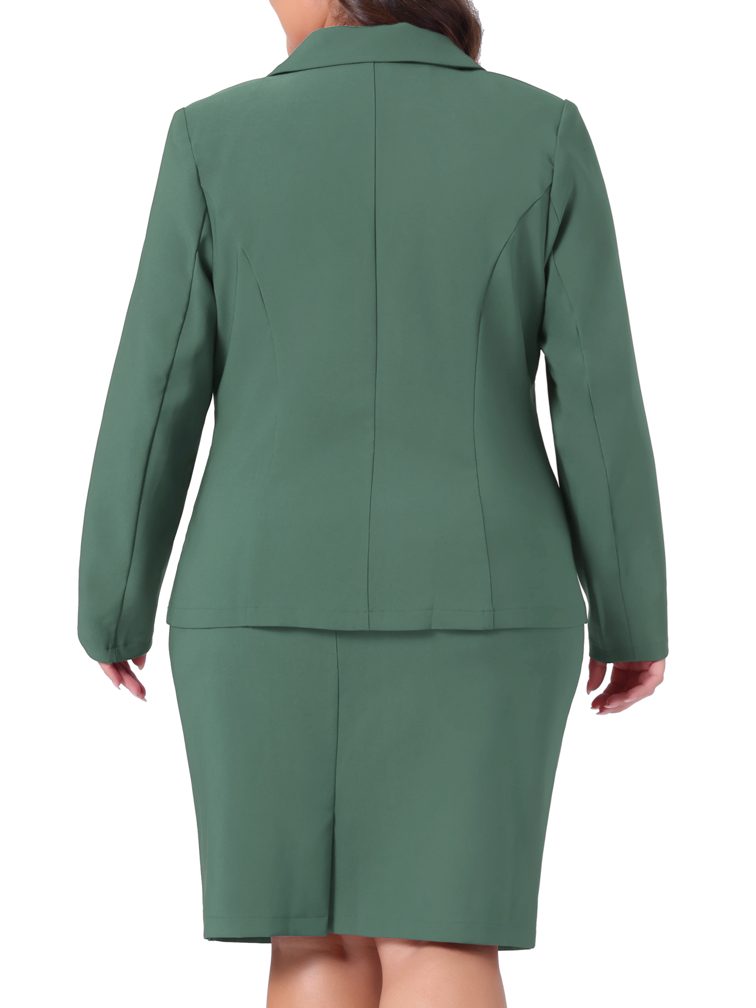 DARING DIVA Women's Plus 2 Pcs Notched Lapel Outfits Business Casual Suit Sets 2X Army Green