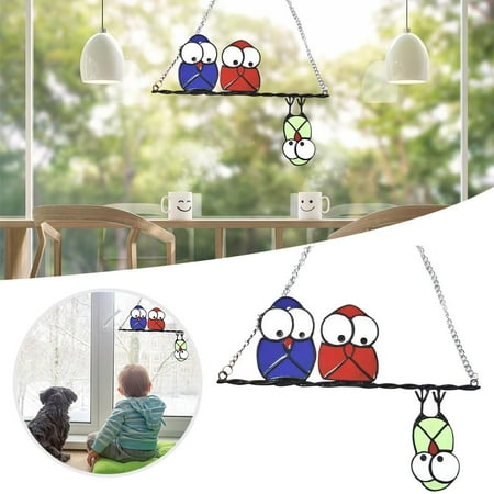 

Owls Window Hangings Stained Glass Window Bird Pendant Exquisite Durable Owl Suncatchers