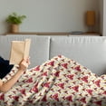 thumbnail image 3 of Geometric Soft Flannel Fleece Throw Blanket, Illustration of Symmetrical Grid with Triangles in Warm Soft Colors, Cozy Plush for Indoor and Outdoor Use, 50" x 60", Ivory and Dark Coral, by Ambesonne, 3 of 5