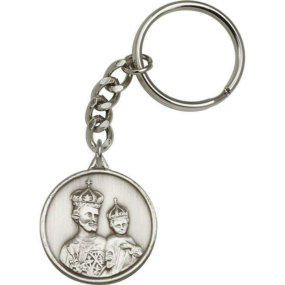 Antique Silver-Plated St. Joseph Keychain 1 3/8 x 1 1/4 inches