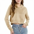 thumbnail image 2 of Sudadera con capucha corta con cremallera y manga larga para niñas, informal, con bolsillos, para niñas de 4 a 12 años, 2 of 8