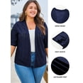 thumbnail image 3 of DOKOTOO Plus Size Cardigan for Women Summer Half Sleeve Cutout Cover Ups Open Front Cardigans Navy Blue L US12-14, 3 of 11