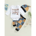 thumbnail image 2 of Mialoley Infant Baby Cowboy Clothes Set, Long Sleeve Letter Print Romper + Animal Pattern Pants + Hat, 2 of 8
