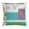 Periodic Table Throw Pillow Cushion Cover, Educational Artwork for Classroom Science Lab Chemistry Club Camp Kids Print, Decorative Square Accent Pillow Case, 16 X 16 Inches, Multicolor, by Ambesonne