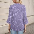thumbnail image 5 of Women's Long Sleeve T-shirt 3/4 Length Sleeve Womens Tops V Neck Spring Shirts 2025 Petal Bell Sleeve Plus Size Boho Ethnic Style Tee Shirts,Blue Women's Long sleeve T-shirt S, 5 of 6