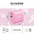thumbnail image 4 of Liquipel Powertek Pastel Camo Dual USB-A / USB-C Wall Charger - Pink, 4 of 7