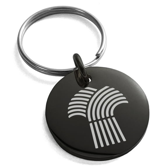 Stainless Steel Demeter Greek Goddess of Agriculture Engraved Small Medallion Circle Charm Keychain Keyring