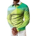 thumbnail image 1 of Cathalem Polo Polo Homme Manches Longues Performance Imprimé Évacuant l'Humidité Vert m, 1 of 5