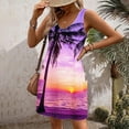 thumbnail image 4 of Nrmvnmi Summer Dresses for Women 2024 Beach Loose V Neck Sleeveless Mini Dress Tropic Printed Casual Sundress with Pockets Boho Floral T-Shirts Dress Tank Dresses Purple SMothers Day Gifts, 4 of 6