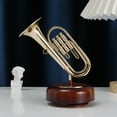 thumbnail image 3 of Boîte à Musique Trumpet Classique à Remonter Musicbox Twirling Base Rotative Instrument à Vent en Laiton, 3 of 8