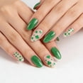 thumbnail image 2 of Uxgjfwu Green Waterproof Nail Polish Strips, Easy to Apply Nail Art Stickers with St Patrick's Day Theme, Long-Lasting Salon Manicure at Home, 2 of 8