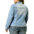 thumbnail image 4 of Agnes Orinda Women's Plus Size Jean Jackets Long Sleeves Washed Denim Coats with Pockets 2X Light Blue, 4 of 9