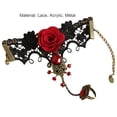 thumbnail image 7 of UDIYO Rose Decor Black Lace Ring Bracelet Women Faux Gem Faux Pearl Ring Hand Chain Jewelry Accessory, 7 of 7