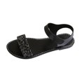 thumbnail image 3 of Domuza Women's Metallic Sparkly Flat Sandals Dressy 2026 Summer Ankle Strap Open Toe Bridal Wedding Dress Shoes Black 7（EU-38）, 3 of 4