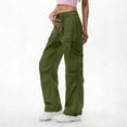 thumbnail image 6 of Cutuoiiu Women's Loose Solid Color Cargo Pants Multiple Pockets Drawstring Waist Breathable Sports Trousers Gifts, 6 of 6