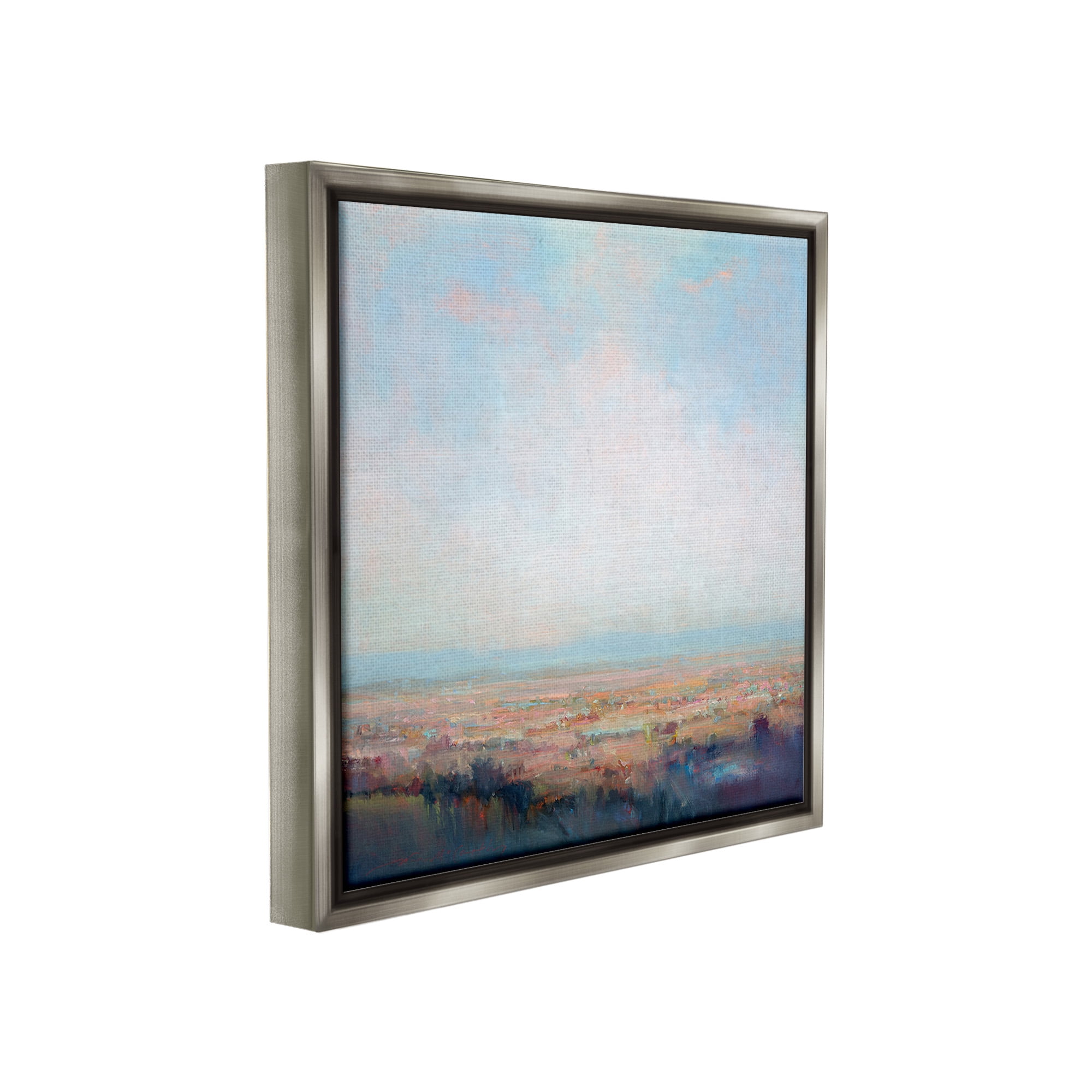 Stupell Industries Clear Sky over Nature Landscape Painting Gray Floater Framed Canvas Art Print Wall Art, 25 x 25