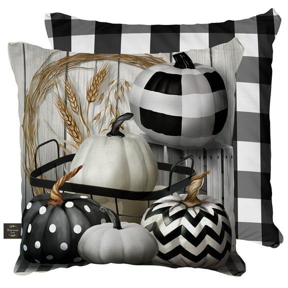 Briarwood Lane Black & White Pumpkins Fall Decorative Pillow