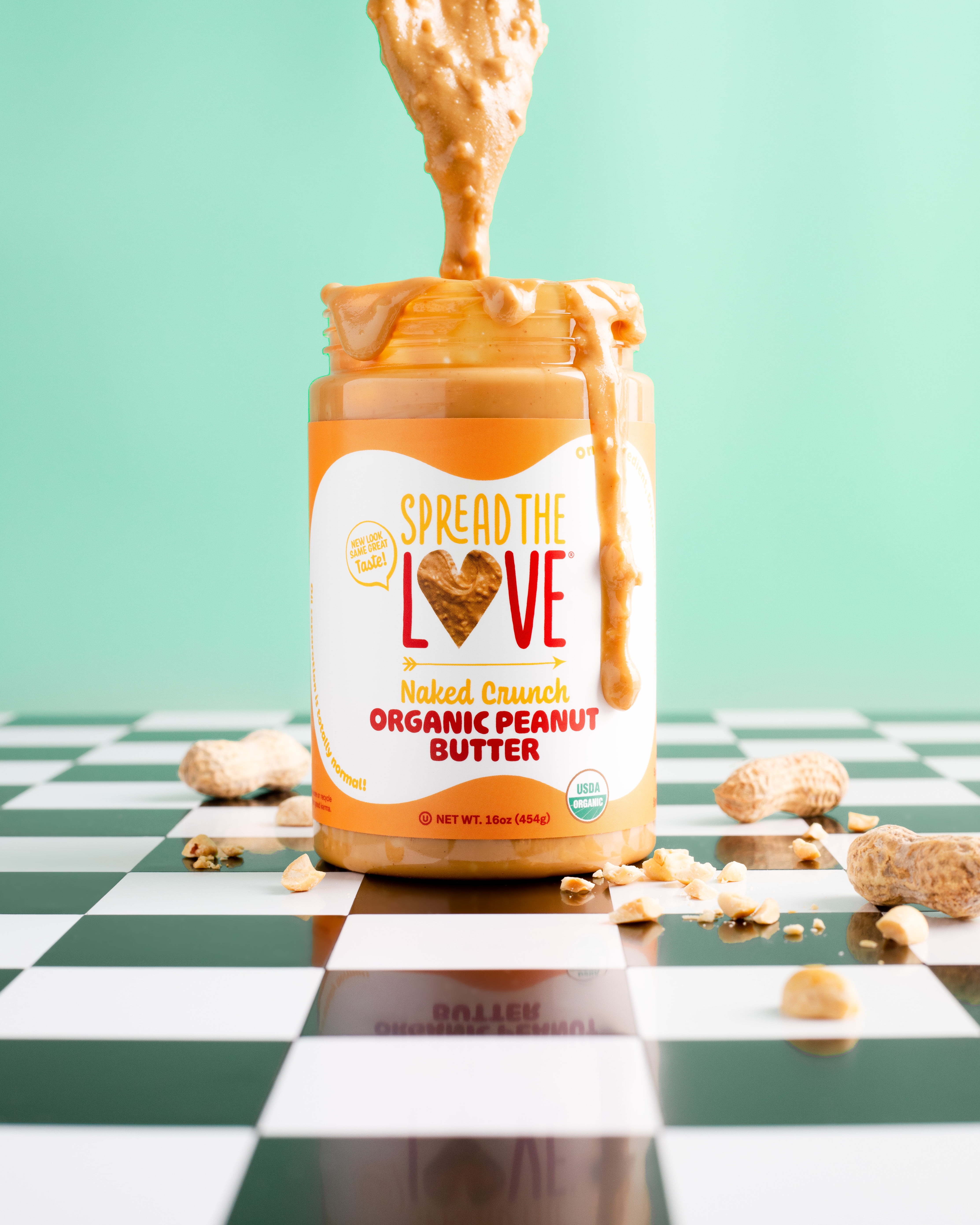Organic Peanut Butter, Crunchy, Vegan, Palm-Oil Free, No Salt, 16 oz (Pack of 3)