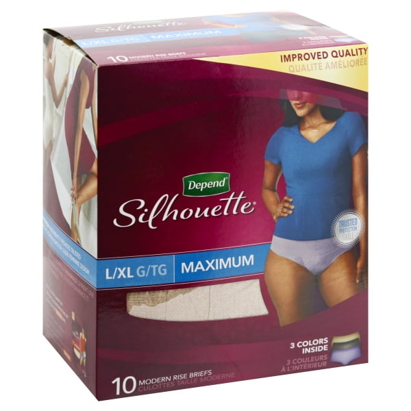Depend Silhouette Incontinence Breifs, Maximum Absorbency, L/XL, 10 count