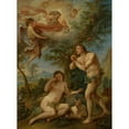 thumbnail image 2 of Charles-Joseph Natoire 11x14 Black Ornate Wood Framed Double Matted Museum Art Print Titled: The Rebuke of Adam and Eve (1740), 2 of 5