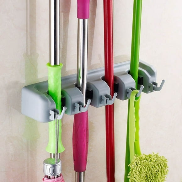 Kitchen Mop Broom 3 4 5 Holder Wall Mounted Organizer Brush Storage Hanger Rack Tool