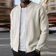 thumbnail image 1 of pstuiky camisas de manga larga para hombre, Chaqueta informal de color liso con cuello alto y manga larga para hombre, cárdigan con cremallera y blusa camisetas de hombre m, 1 of 7