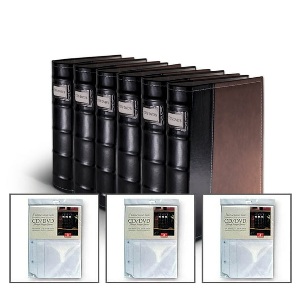 Bellagio-Italia Brown DVD Storage Binder Set - Stores Up to 384 DVDs, CDs,  or Blu-Rays - Stores DVD Cover Art - Acid-Free Sheets 