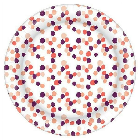 Pantone Living Coral Theme Party 7" Dessert Plates CONFETTI