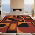 thumbnail image 2 of Design&I 3'x5' Washable Accent Rug Pet Friendly & Non-Slip Built-In Grip Orange Red Geometric Abstract Design Rectangular with Bold Symmetric Shapes for Bedroom, Walk-in Closet, 2 of 7