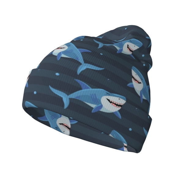 Disketp Funny Sharks Winter Beanie for Men Women Beanie Knit Hat Cuffed Cap Beanie Knit Chunky Snow Cap