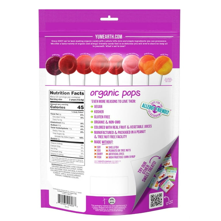 Yum Earth Organic Vitamin C Lollipops, 8.7 Oz, 40 Count Bag