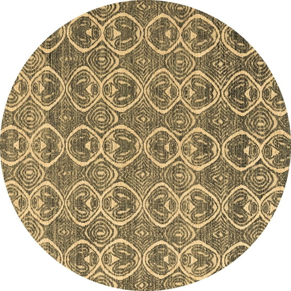 Ahgly Company Indoor Round Abstract Brown Modern Area Rugs, 6' Round
