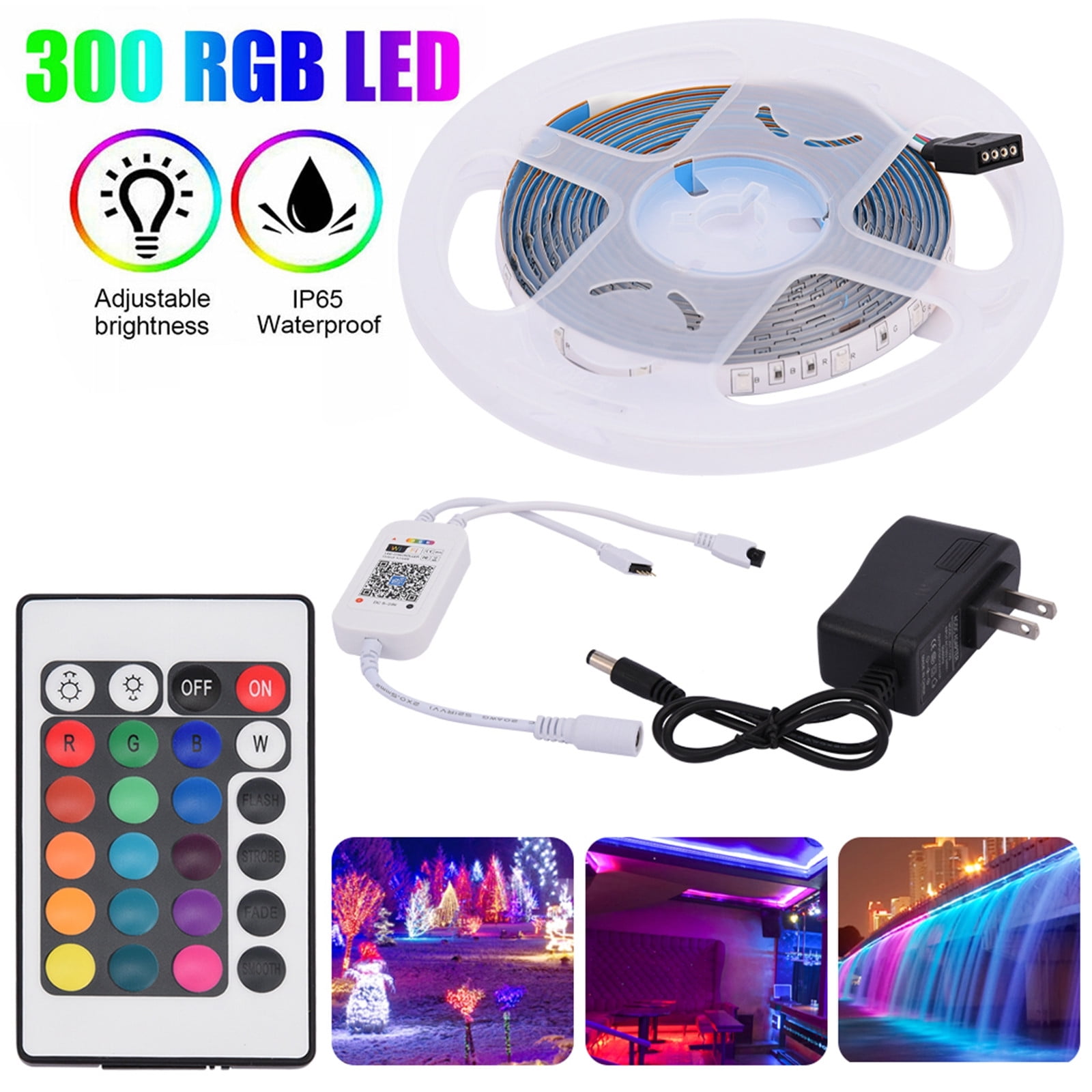 2M 6.5FT 5050 SMD RGB WIFI Strip Light Kit LED Fit Alexa Smart Home Waterproof 