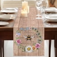 thumbnail image 3 of Table Runners 72 Inches Long Dress Scarves, Spring Daisy Farmhouse Kitchen Table Runner, Coffee Tablerunners, Pink Flowers Wreath Leaves Farmhouse Brown 14x72 Inch, 3 of 9
