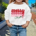 thumbnail image 2 of Oiyii Toddler Girl's Holiday Graphic Sweatshirt For Toddler Girls Long Sleeve Stacked Merry Letter Print Play Casual Pullover Top,White, 2 of 4