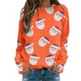 thumbnail image 2 of Bdfzl Mode Automne 2023 Noël Pull Col Rond Imprimé Manches Longues Blouse Confortable Chandail en Molleton Orange m, 2 of 5