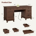 thumbnail image 2 of Executive Desk with File Drawers, Farmhouse Office Desk with Charging Station, 60 Inch Wood Computer Desk with Cabinet Storage for Study Work Writing, White Walnut, 2 of 8