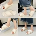 thumbnail image 3 of Deago House Slippers for Women Corduroy Crossbands Indoor Slippers Open Toe Slip On Slides Bedroom Shoes with Anti-Skid Sole (White), 3 of 8