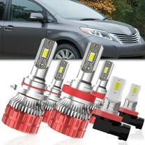 LECCIBUB LED Headlight Bulbs Compatible With Toyota Sienna 2011-2020,9005 High Beam   H11 Low Beam   H11 LED Fog Light Bulb,6500K White,Plug and Play,Pack of 6
