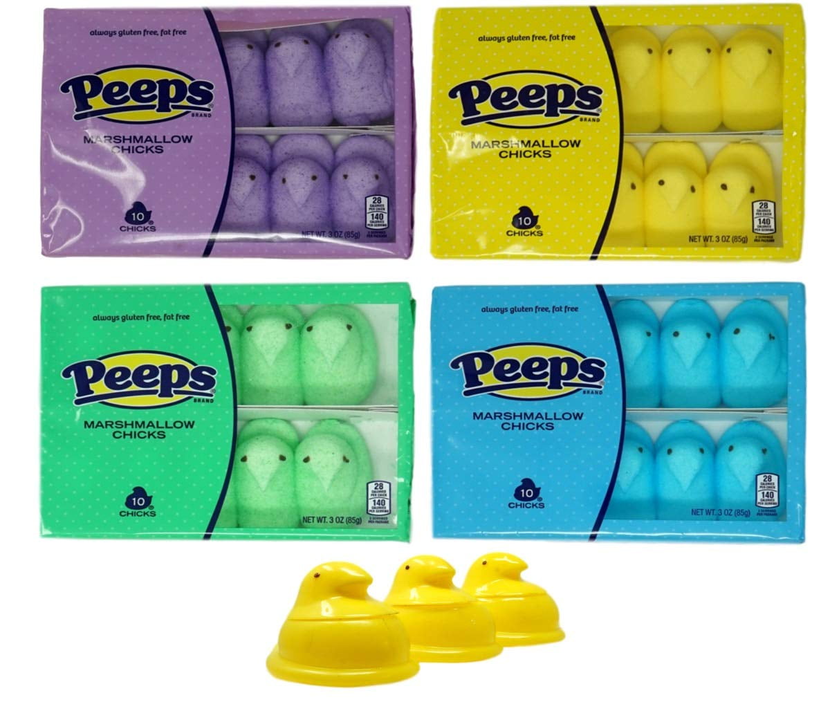 Marshmallow Peeps Chicks (4 Pack) And Peeps Mini Bubble Chicks (3 Pack