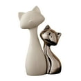 thumbnail image 3 of 2 estatuas de gato, esculturas de animales, figuras de cerámica, decoración, adorno artístico para centros de mesa de chimenea de interior., 3 of 9