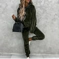 thumbnail image 3 of Fanxing Sweatsuits 2pcs Sets Womens Women's Fall Velvet Tracksuits Long Sleeve Hooded Sweatshirt with Wide Leg Pants 2 Piece Sets Drawstring Hoodies Outfits New Year's Eve, 3 of 9